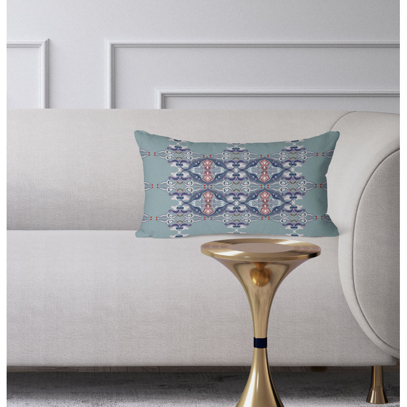 Floral Elegance  Rectangular Throw Pillow, Blue