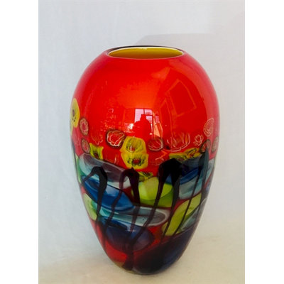 Multicolore vase de table en verre 12,75 "