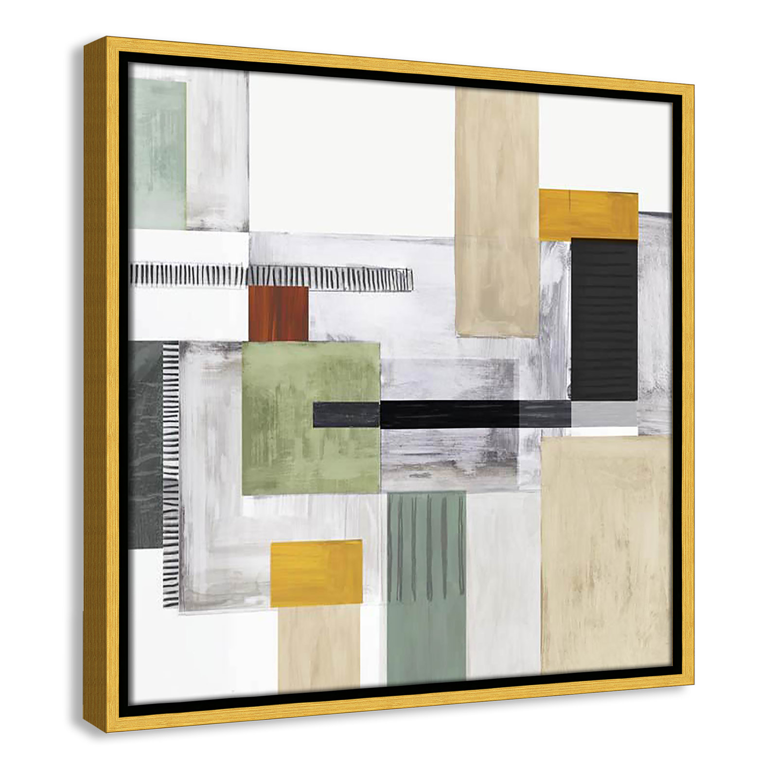 Playful Blocks Print, 17.5" H x 17.5" W x 2" D, Gold Floater Framed