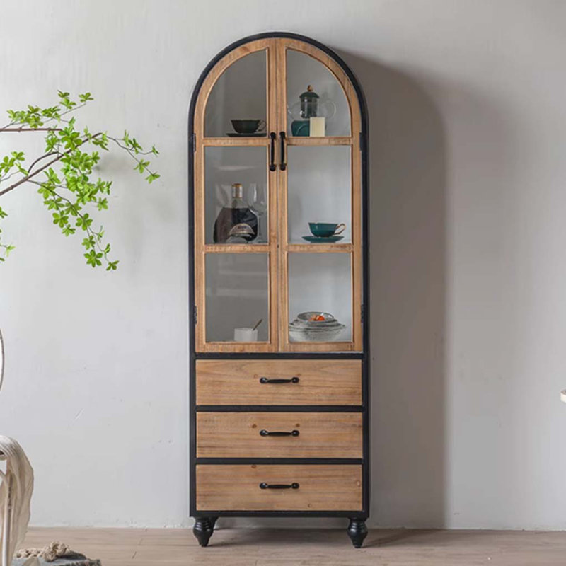Vitrine arquée en bois massif