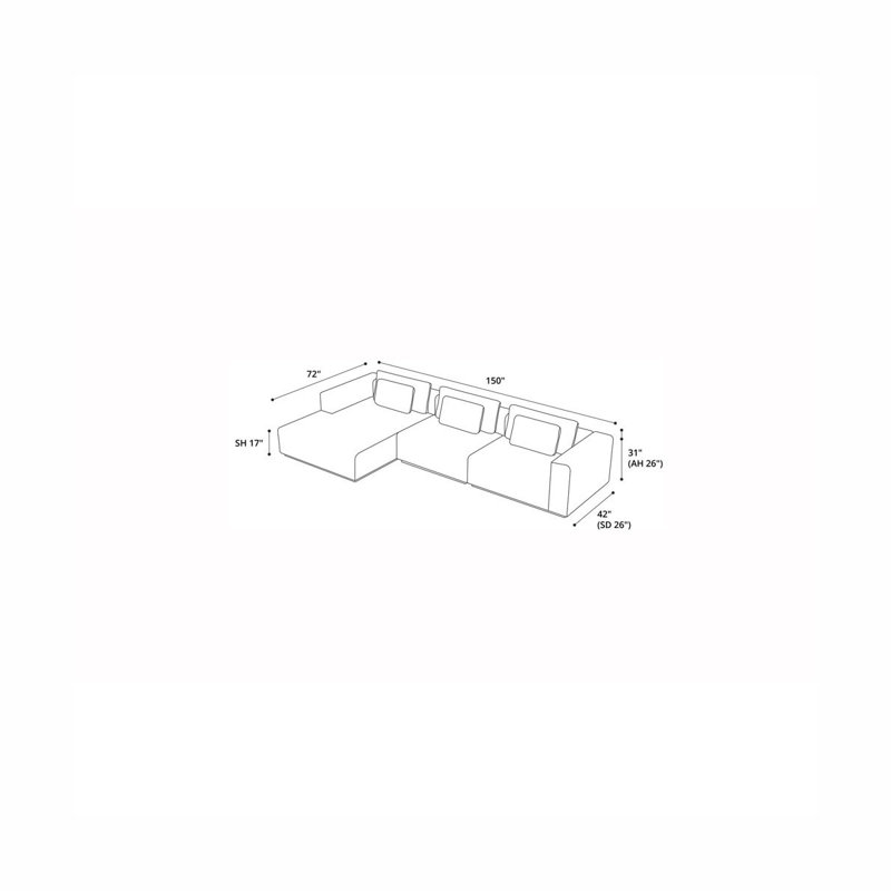 Spruce Chaise Sectional, Left Hand Facing