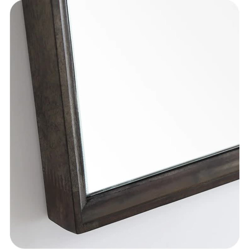 Formosa Rustic White 32" Square Solid Acacia Wood Bathroom Vanity Mirror