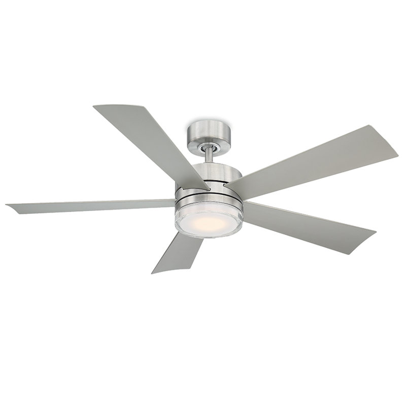 Ventilateur de plafond intelligent à cinq pales d'extérieur et d'intérieur Wynd avec télécommande et ensemble d'éclairage DEL inclus fonctionnant avec les applis Alexa, iOS ou Android
