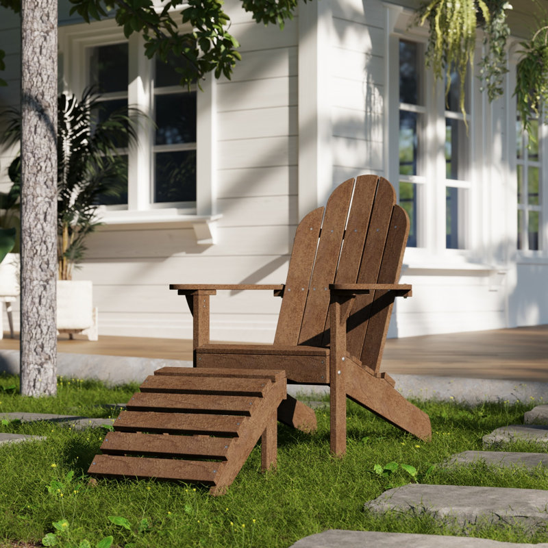 Classic Adirondack Chair with Ottoman, Tudor Brown