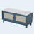 Boho Rattan Storage Shoe Bench with Cushion and Double Doors, Antique Navy and Beige-1121634466