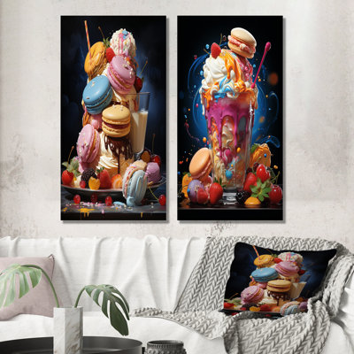 «Whimsical Sweets Macaron - Desserts», ensemble d'art mural en métal