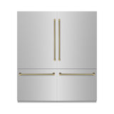 ZLINE Autograph 72 in. Built-In Refrigerator w/ Gray Interior and Polished Gold Helix Handles