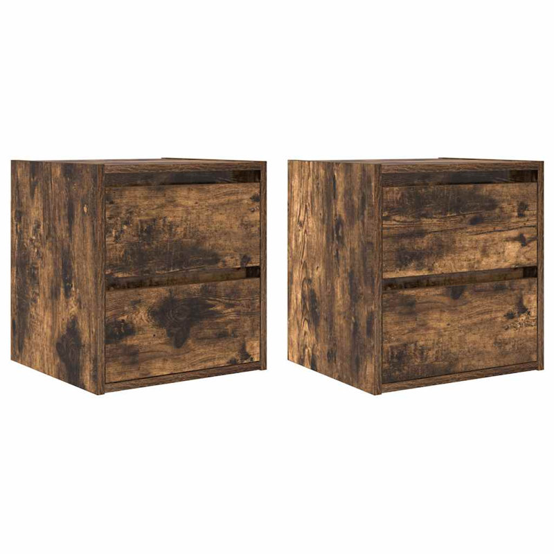 Wall-Mounted Bedside Cabinets 2 Pcs 38X34x40 Cm, Smoked Oak, 2