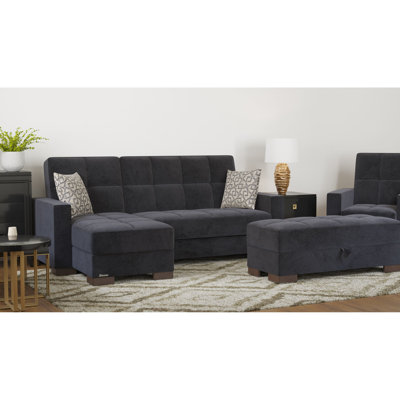 Chaise longue rembourrée convertible avec rangement, microfibre noire à 3 places, interrupteur-lit 80,3 po x 68,8 po, conception clic-clac, capacité de 1000 lb, coussins épais, acier métallique, rembourrage en mousse enveloppée,