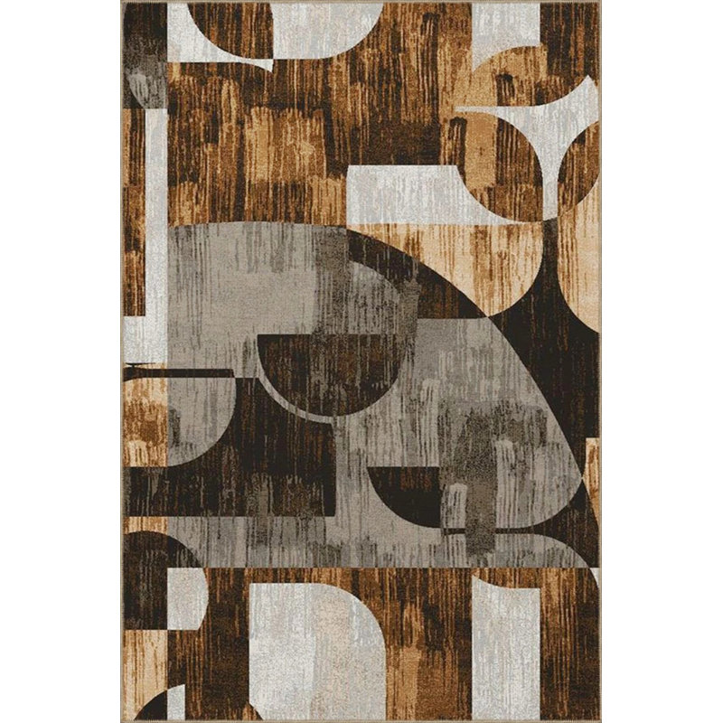 Modern Yellow Woven Based Washable Carpet, Rectangle 4'8" x 6'7"