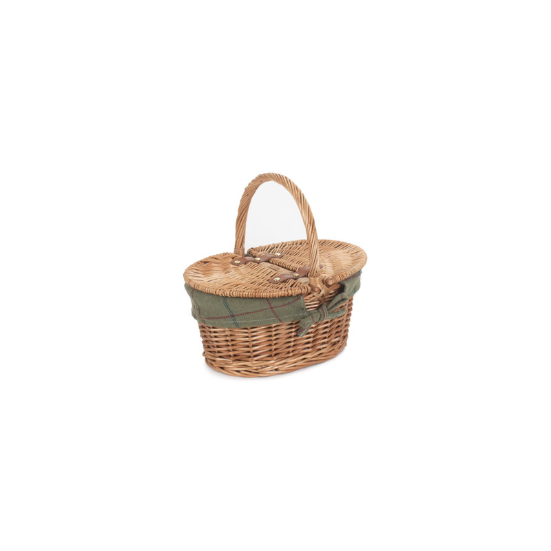 Wicker Child Sized Picnic Basket with Tweed effect Lining