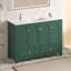 Ensemble de meuble-lavabo vert 48 po avec lavabo en résine, armoire de rangement abondante, 4 portes à fermeture en douceur et 2 tiroirs-130463214