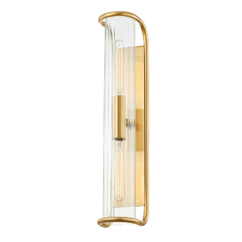 Fillmore 2 Light Wall Sconce, Aged Brass