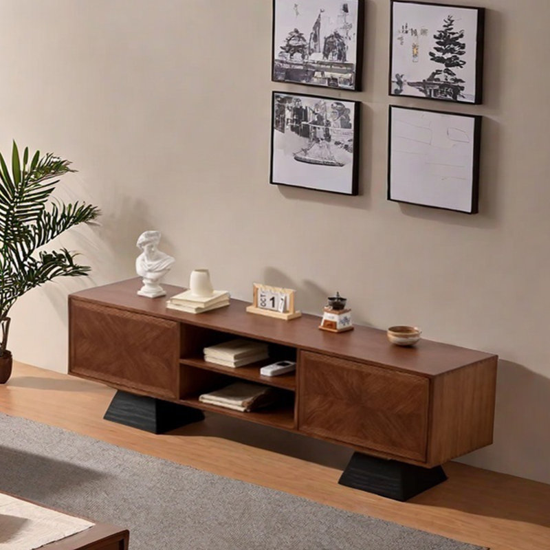Simple design solid wood TV cabinet, 78.74"