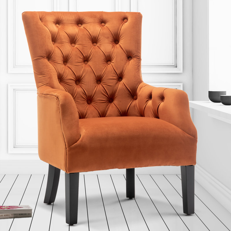 Dority Upholstered Wingback Chair, Orange