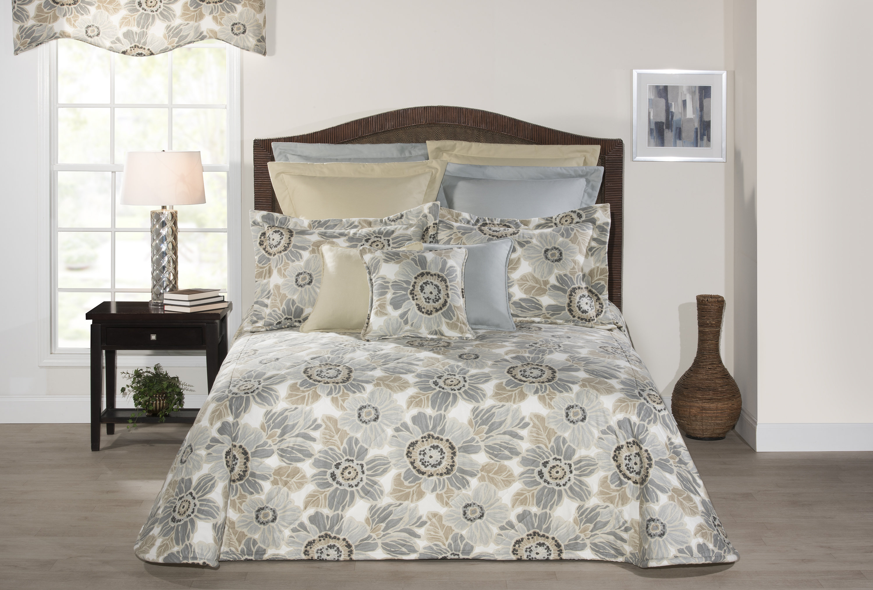 Couvre-lit En Coton Chenille Gris Pour Grand Lit - Motif Médaillon, Dimensions 259x279 Cm, Lavable Machine