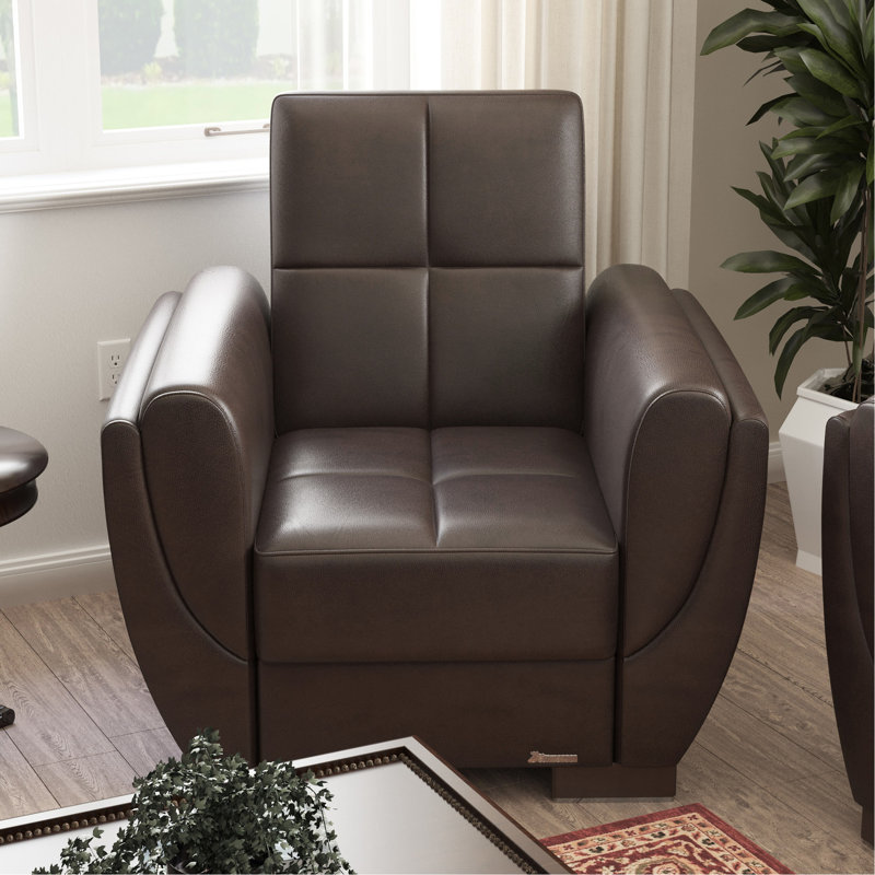 Fauteuil de rangement élégant en microfibre brune - Créez un look chic et confortable avec rangement