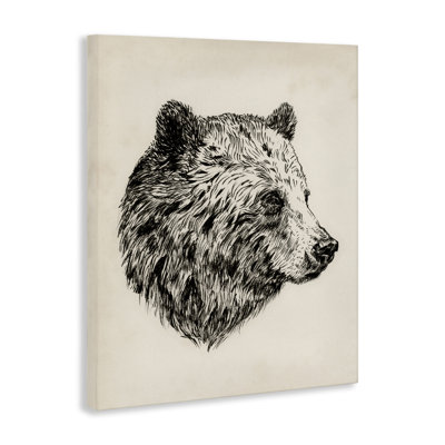 Rustic Bear Drawing Canvas Wall Art by Victoria Barnes