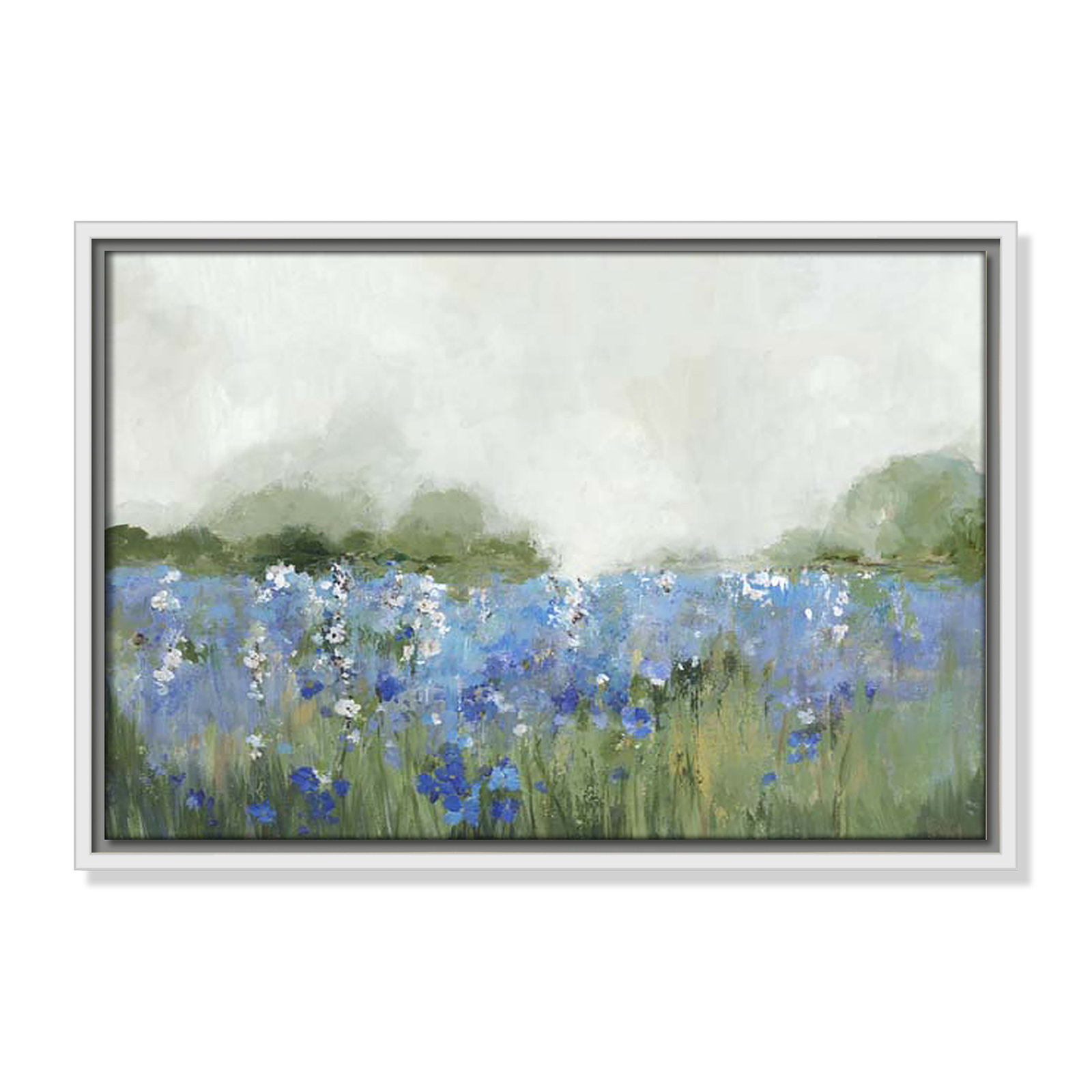 Casa Fine Arts "Meadows Bluebells Field" Print, 13.5" H x 19.5" W x 2" D, White Framed