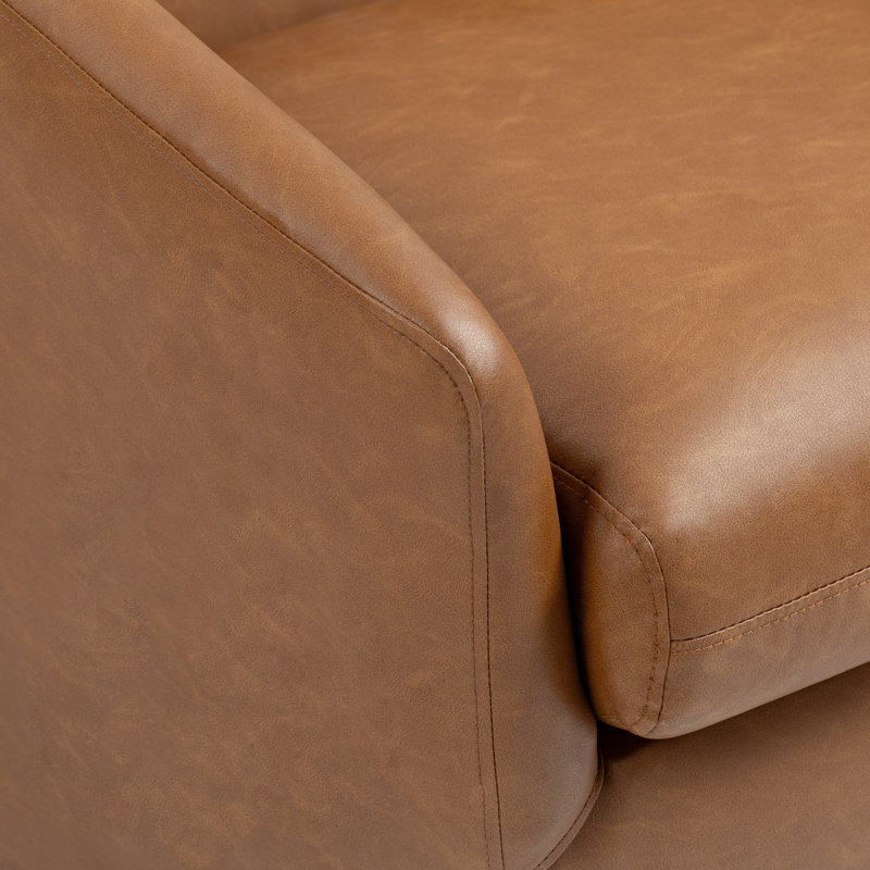 Fauteuil demi-tonneau pivotant en similicuir Aunna, Similicuir brun