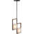Paxton 2-Light Indoor Pecan & Black Square/Rectangle Chandelier with Frosted Glass Tapered Shades