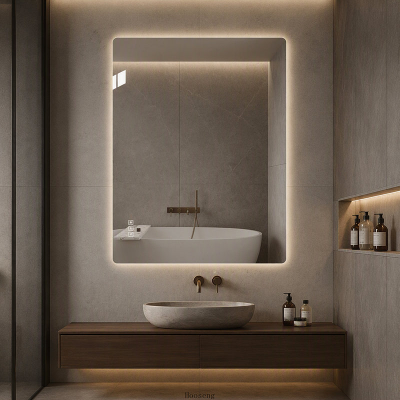 Miroir de meuble-lavabo à DEL 36 po x 30 po, à éclairage avant et rétroéclairé, antibuée, 3 couleurs, à intensité variable à 5 niveaux, fixation murale horizontale et verticale