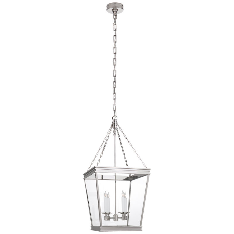 Chapman & Myers Launceton Small Square Lantern, Polished Nickel, 34.5" H x 17" W x 17" D