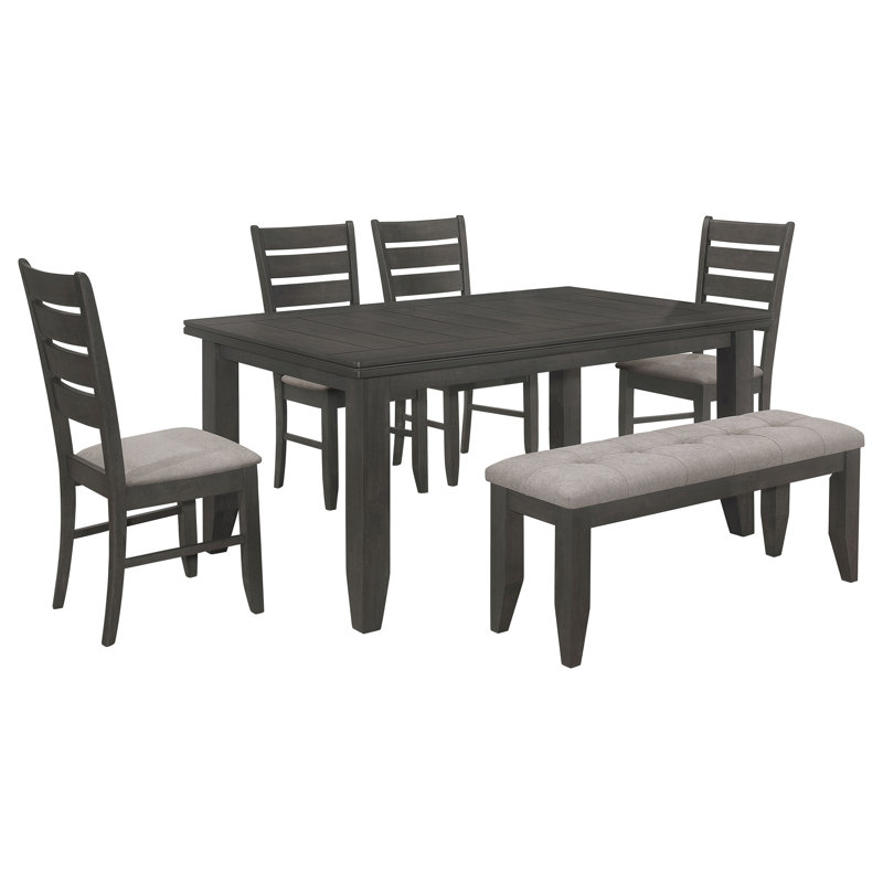 Ensemble de salle à manger rectangulaire gris et gris foncé 6 pièces
