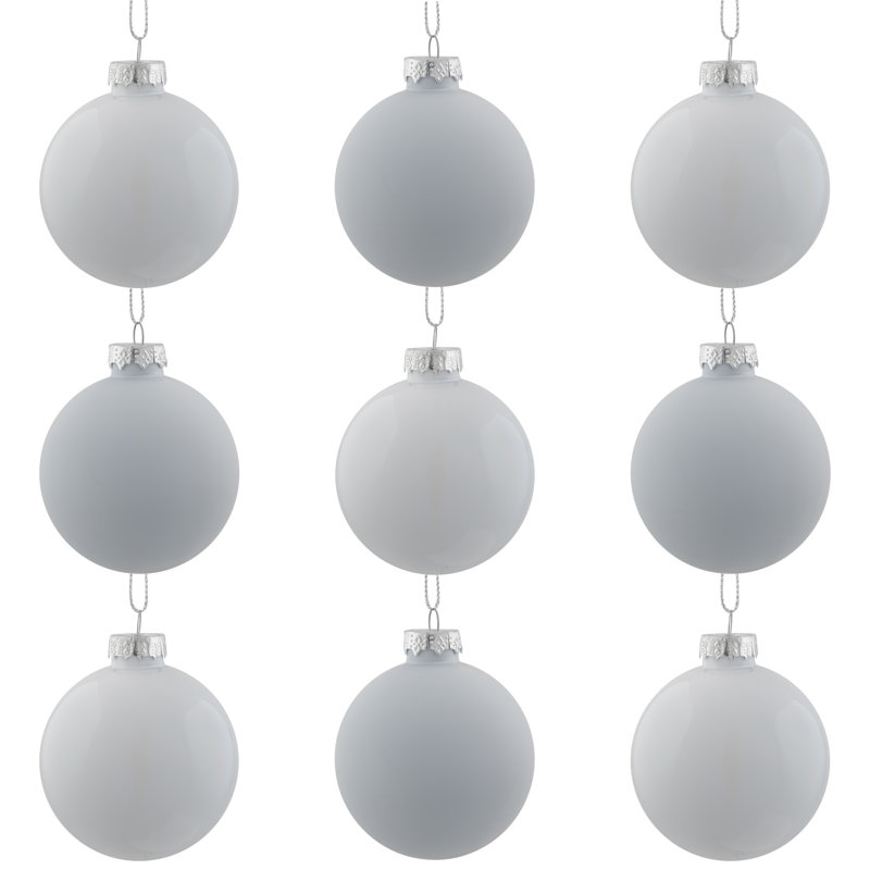 Ornement boule de Noël en verre, Blanc