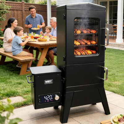616 Sq. In. Pellet Smoker Grill with Cover and Meat Probe