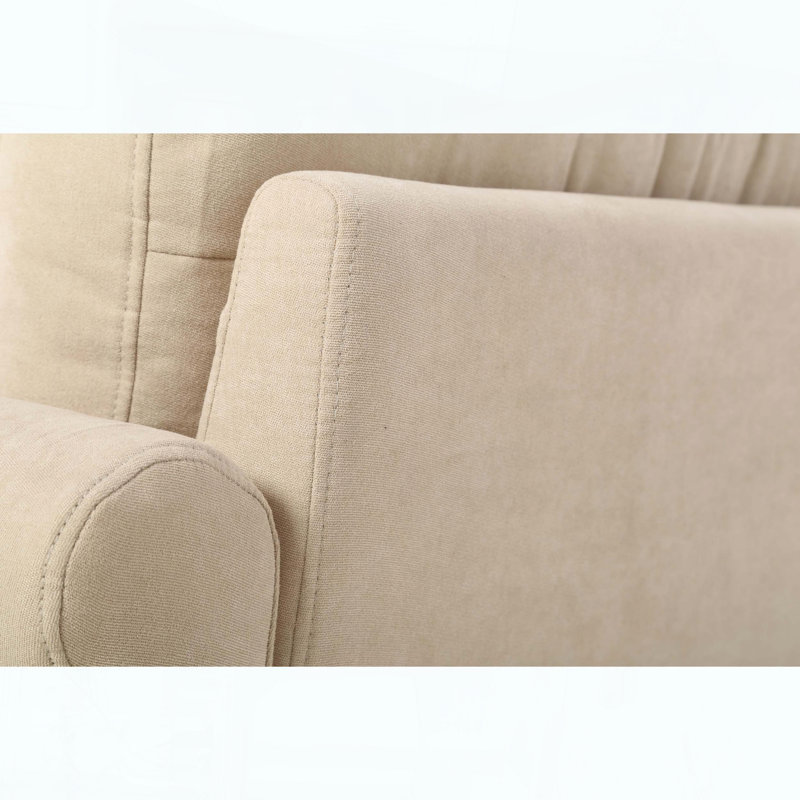 Causeuse transitionnelle avec accoudoirs roulés et garniture cloutée, Camel Polyester
