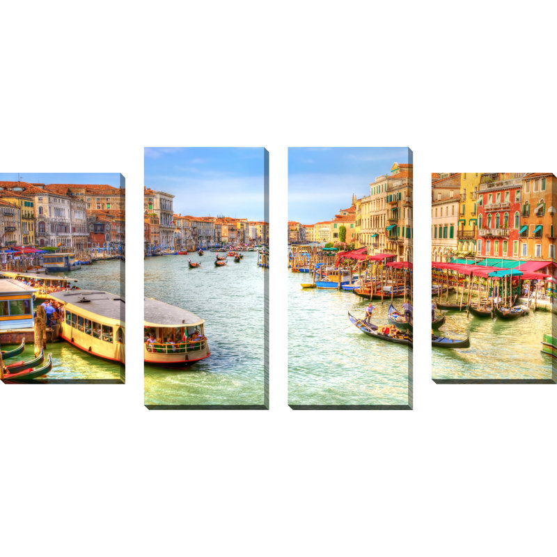 « venice, italie », ensemble de 4 reproductions de photos sur toiles tendues, H 30 po x l 56 po x P 1 po
