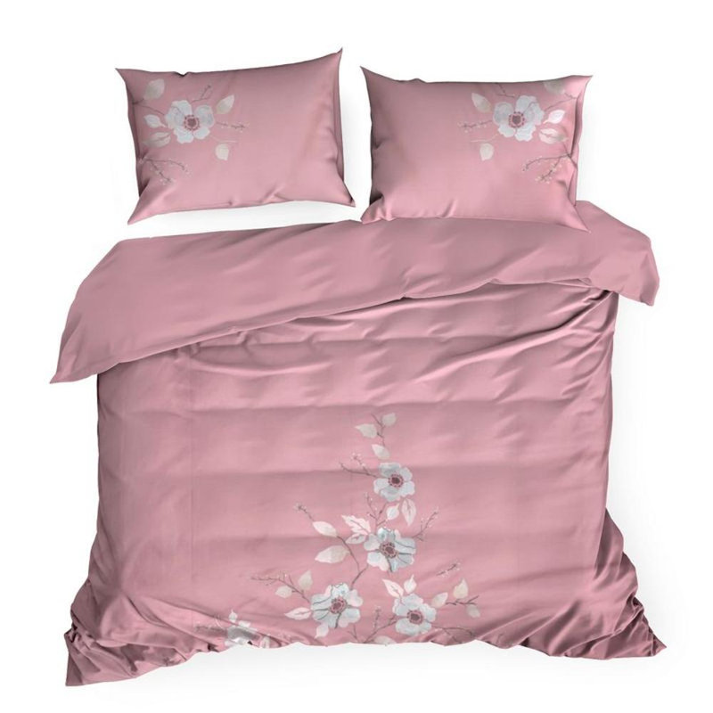 Genessi No Pattern Duvet Cover with Pillowcases, Powder, 160 x 200cm - 2  Pillowcases (70 x 80cm)
