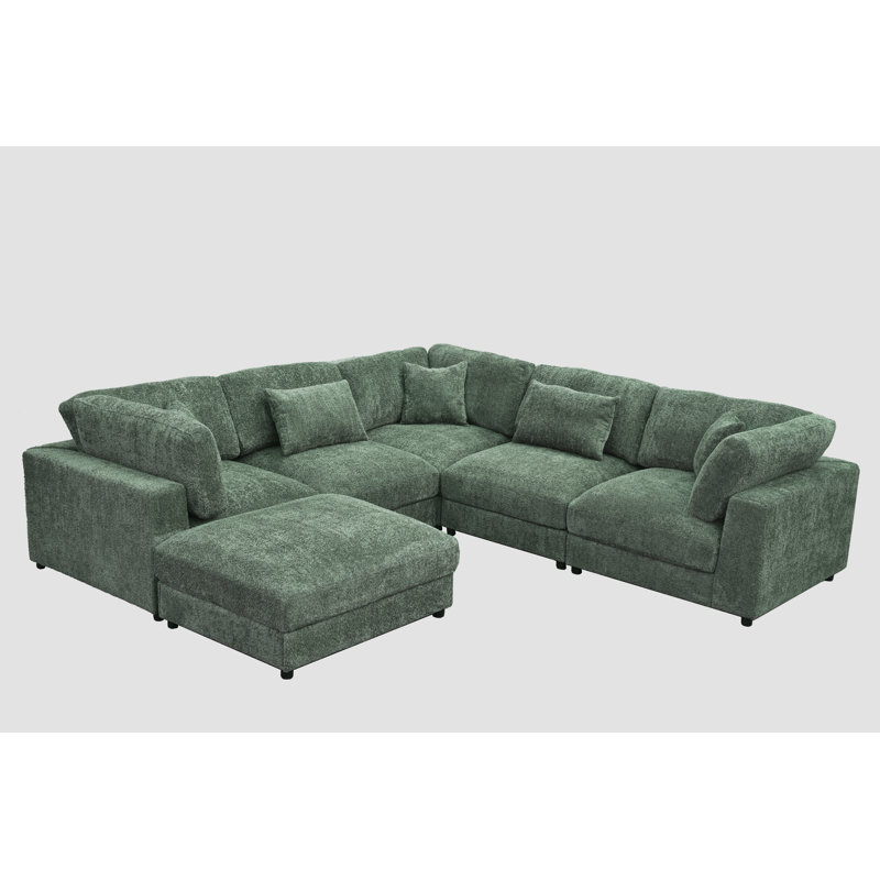 Canapé modulaire Everden, H 33 po x l 112 po x P 112 po, Polyester vert