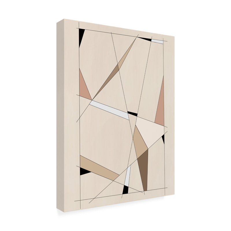Reproduction d'art sur fond géométrique bolologique beige n ° 1 sur toile par Elena Ristova, H 47 po x l 35 po x P 2 po