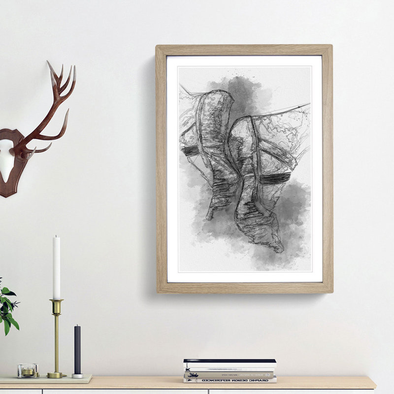 The Feet of a Ballet Dancer in Abstract - Picture Frame Graphic Art Print, Oak Framed, 36cm H x 27cm W x 2cm D