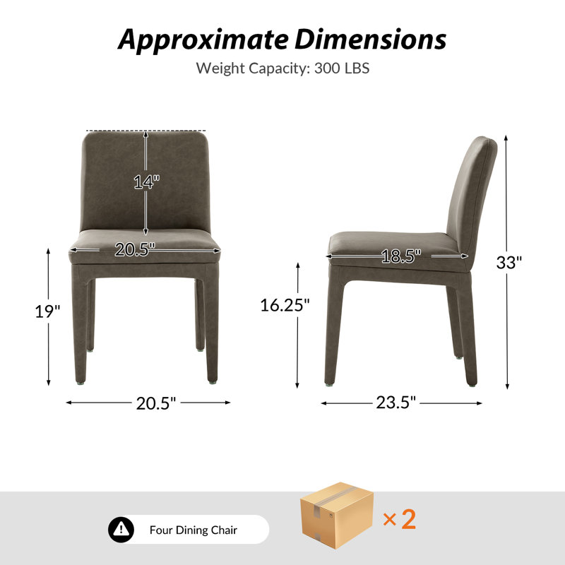 Arria 33"H Modern Faux Leather Dining Chair With Curved Backrest (Set of 4), Taupe
