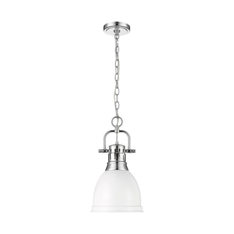 Cajoux 1-Light Pendant with Chain, Matte White, 8.875" H x 8.875" W, Chrome
