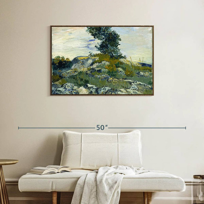 The Rocks, 37 po x 25 po, Cadre flottant noyer