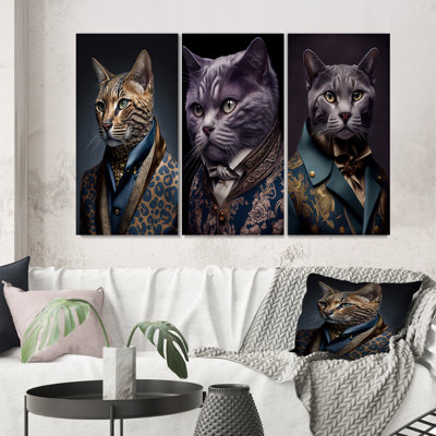 " Stylish Cat In Fancy Blue Fashion Design " 3 - Pieces