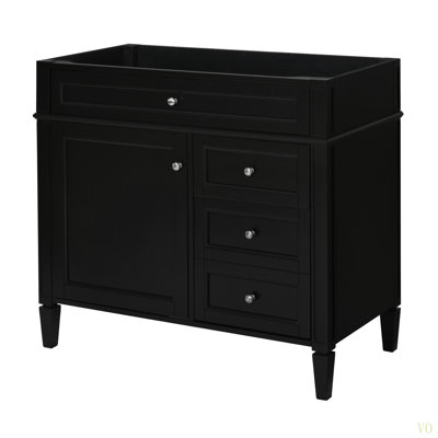 Meuble-lavabo de 36 po sans lavabo supérieur, armoire de rangement moderne avec 2 tiroirs et un tiroir basculant, structure en bois massif