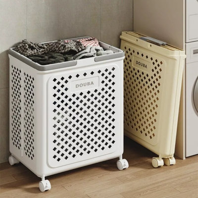 Collapsible Laundry Basket With Wheel Foldable Portable Hamper For Dirty Clothes