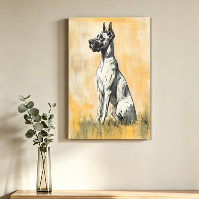 Dog yellow background wall art poster