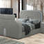 Lit en sherpa Teddy et chrome EK avec conduit, meuble télé, foyer et Bluetooth-1061908577
