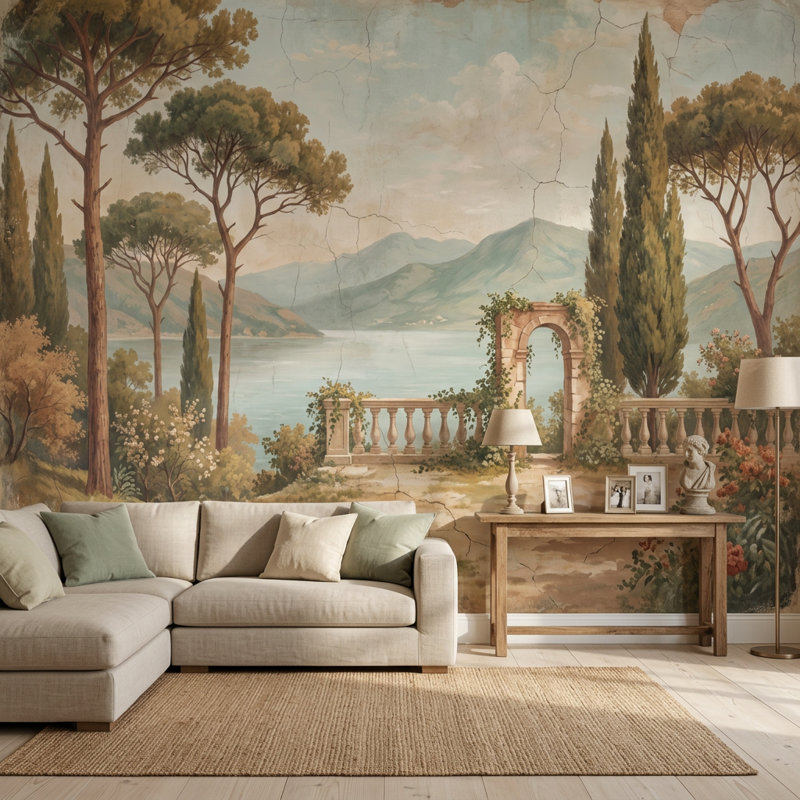 Décoration murale murale méditerranéenne méditerranéenne classique, 120"x96", Peler et coller
