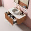 Meuble-lavabo flottant moderne de 36 po avec façade incurvée, rangement à grain de bois et lavabo en céramique à motif de pierre - conception murale facile pour un espace élégant-199388722-199388723
