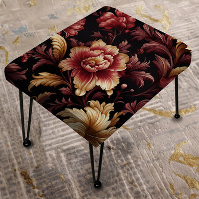 Timeless Purple Baroque Floral Dreams - Damask Rectangle Ottoman
