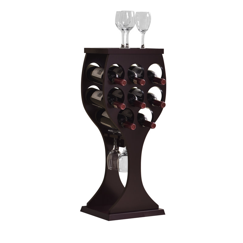 Bialiy Goblet-Shaped Freestanding 8 Bottle Wine Rack, Mini Bar Table Wine Holder Stand Liquor Cabinet with Glass Holder, Wine Storage for Home Bar Kitchen Dining Living Room