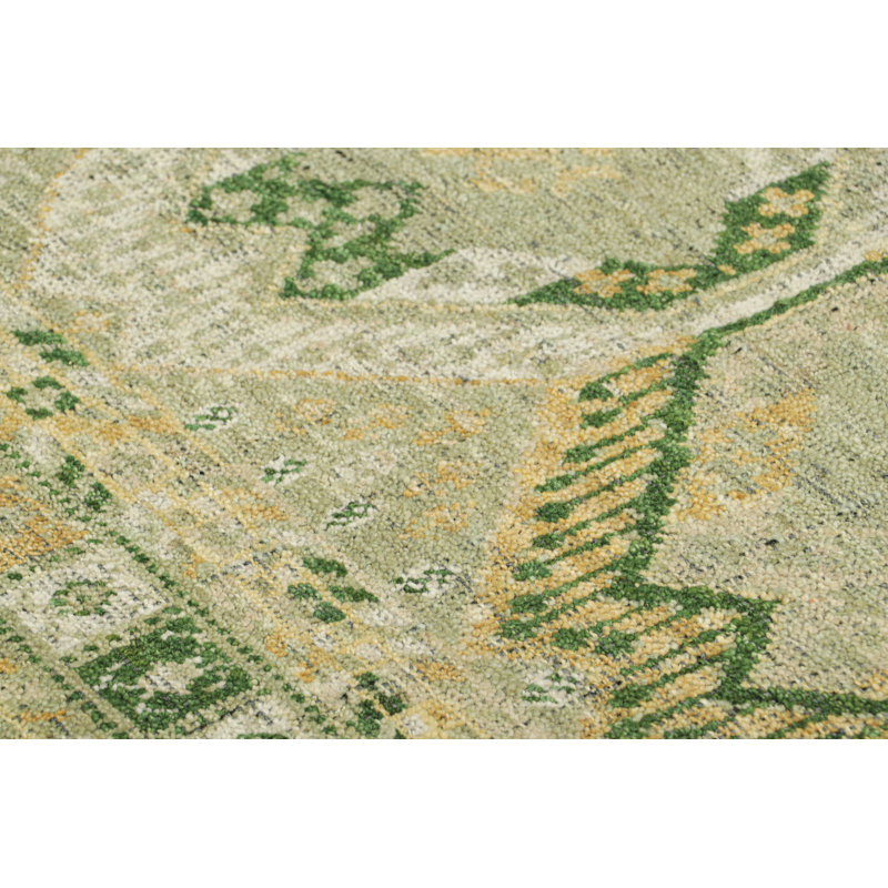 Rug & Kilim’S Ersari Style Rug With Gold, Green, And White Geometric Patterns