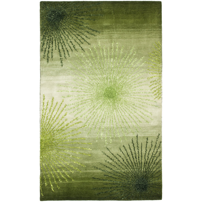 Amier Soho Hand Tufted Wool And Viscose Floral Rug, Square 8'